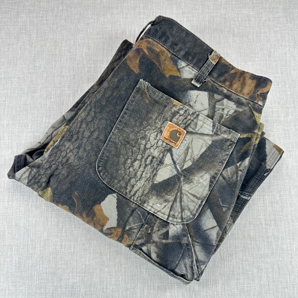 Carhartt Dungaree Fit Pants Mens 36x34 Camo RealTree Hardwoods B158 CMO Canvas